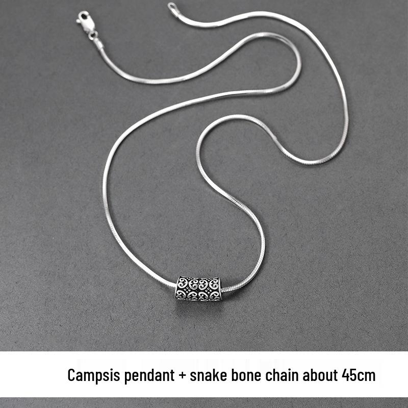 Men's Snake Bone Chain Silver Necklace - Trendy Minimalist Jewelry, Retro Pendant, Valentine's Day Gift for Boyfriend