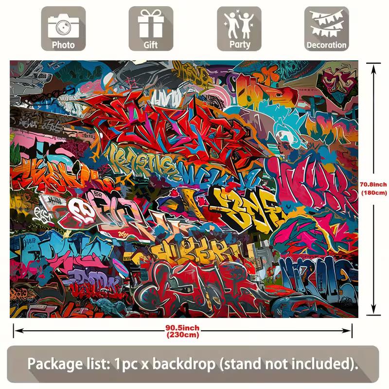 2D Colorful Graffiti Wall Photography Background Cloth