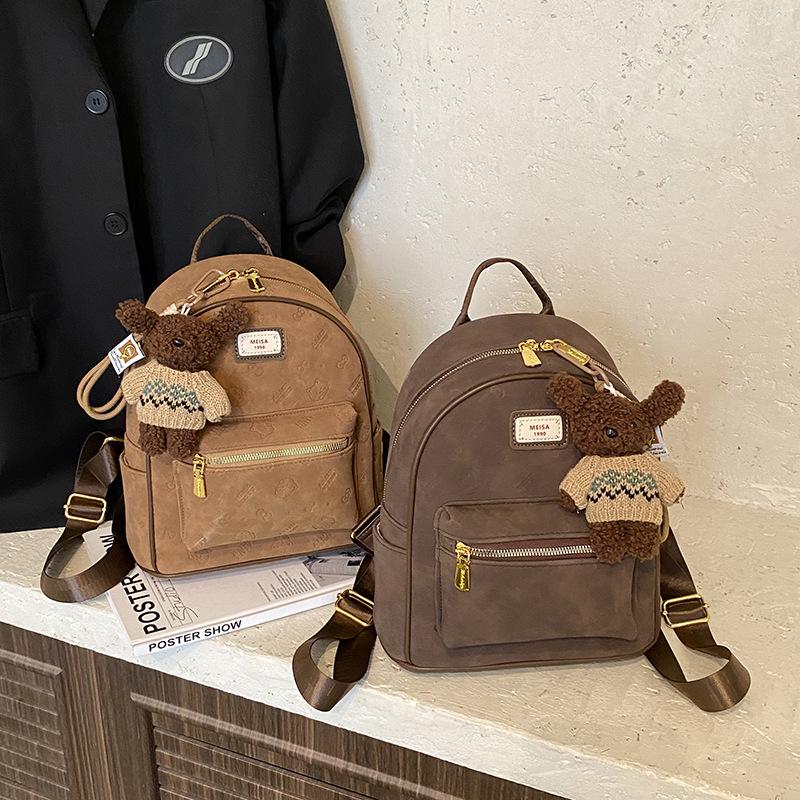 Korean Retro Cute Print Women's Handbag: New 2025 Autumn/Winter Large Capacity Student Commute Backpack