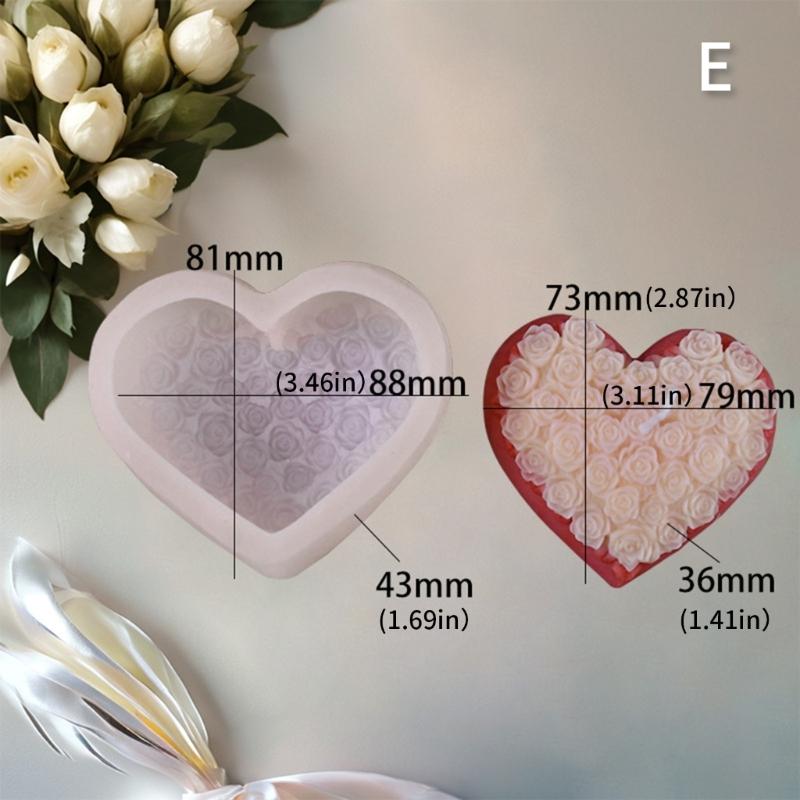Rose Heart Shape Silicone Candle Molds 3D Heart Soap Silicone Molds for Epoxy Resin Candle Making Gypsum Decoration