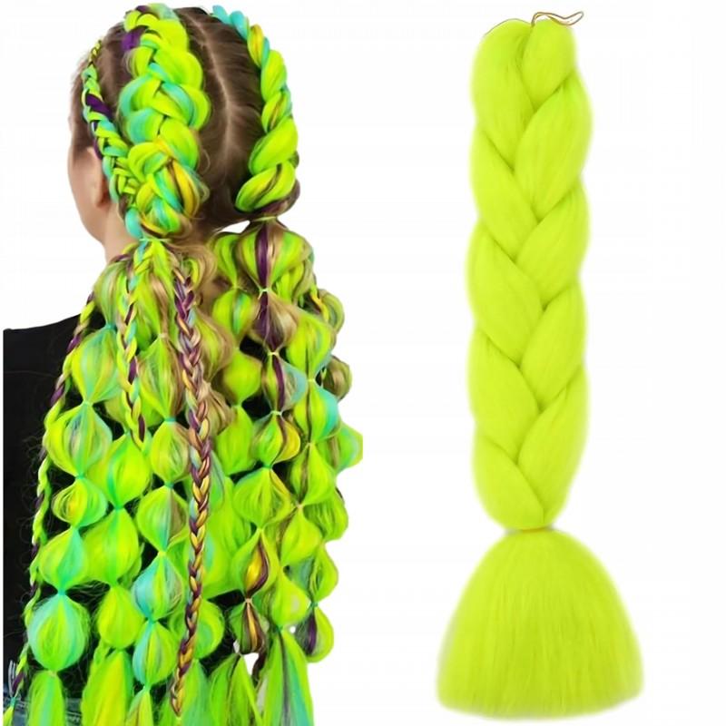 Synthetic Clip-in Hair 120 Cm Thick Lime Green for Braids