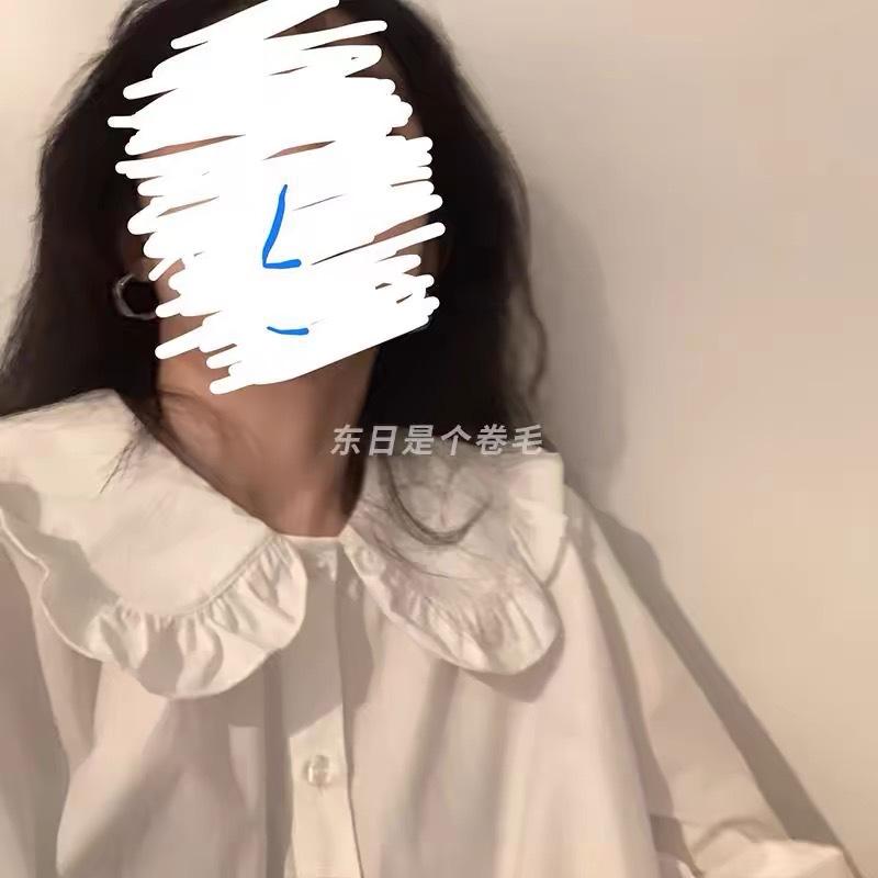 Vintage doll-collar shirt for women, new spring and autumn design, niche and chic, youthful long-sleeve shirt layered with white shirt for women