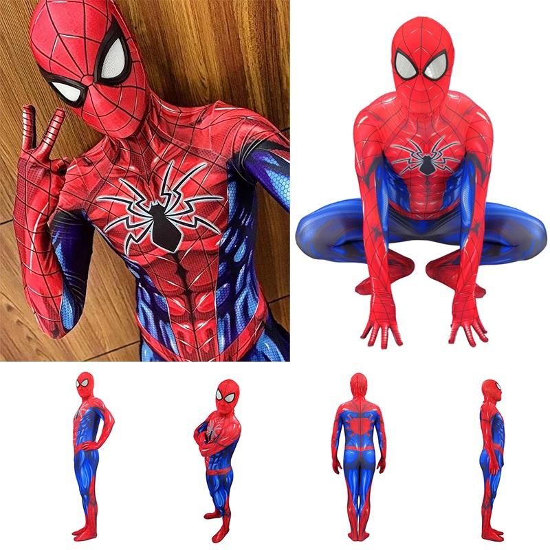 Spiderman Armor Mk Iv Jumpsuit Spiderman Cosplay Costume Halloween Kids Adult