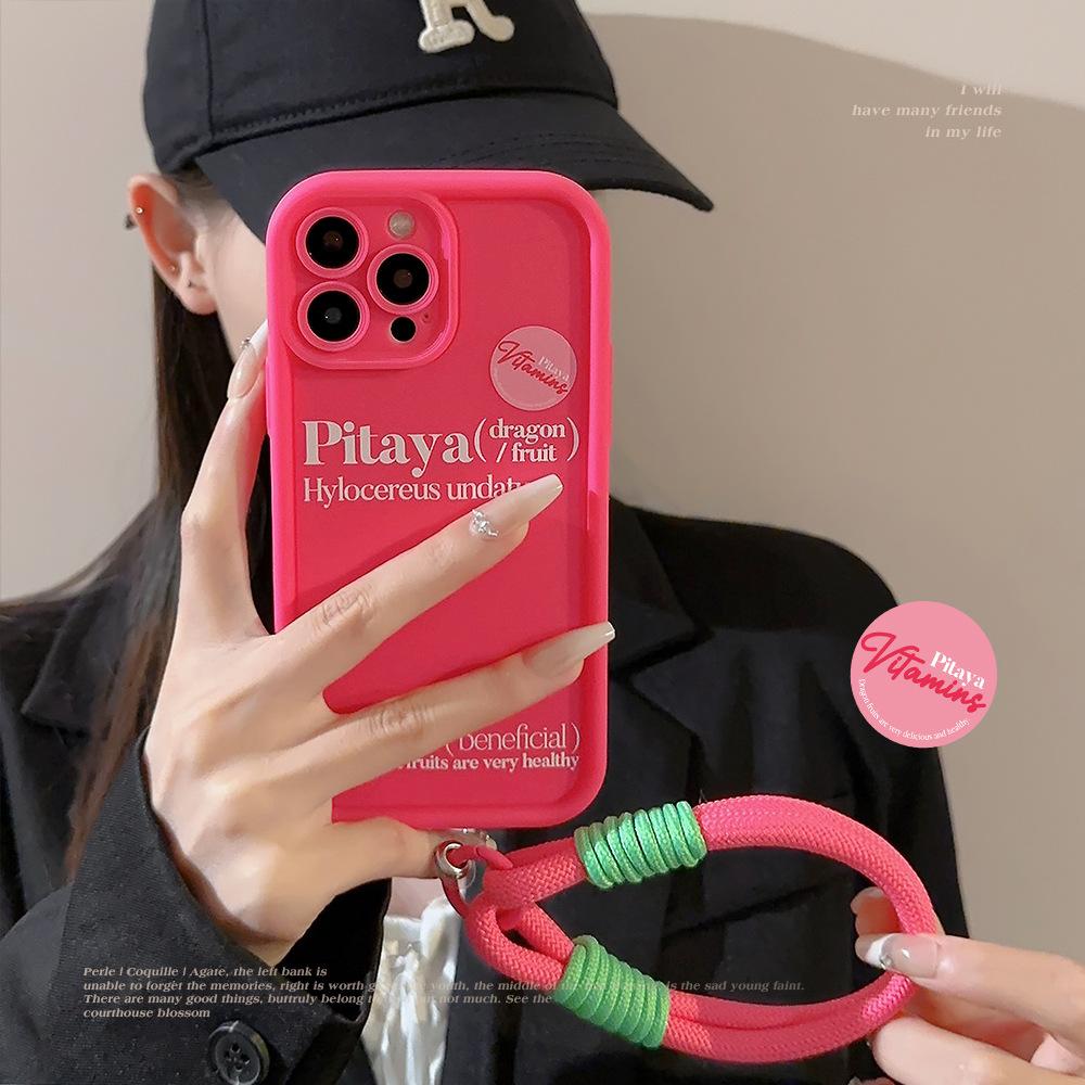 Hot Girls Red English Apple 17promax Mobile Case IPhone 15 Bracelet 11 Applicable 14 All Inclusive 16 Silicone