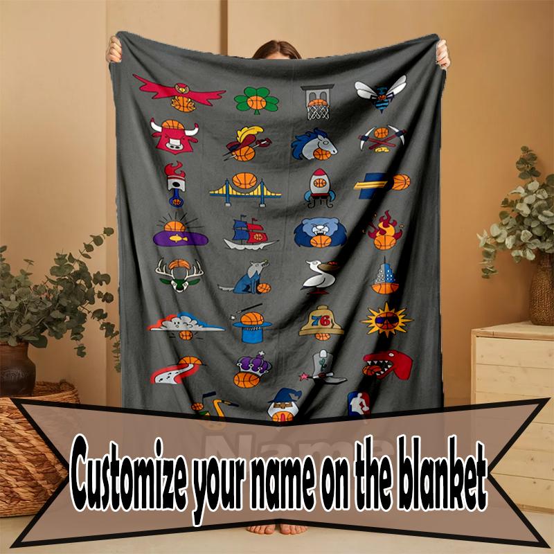 Custom Name Personalized basketball Print Blanket, Home Decor, Bedroom, Sofa, Camping, Couch, Gifts for Birthday Christmas