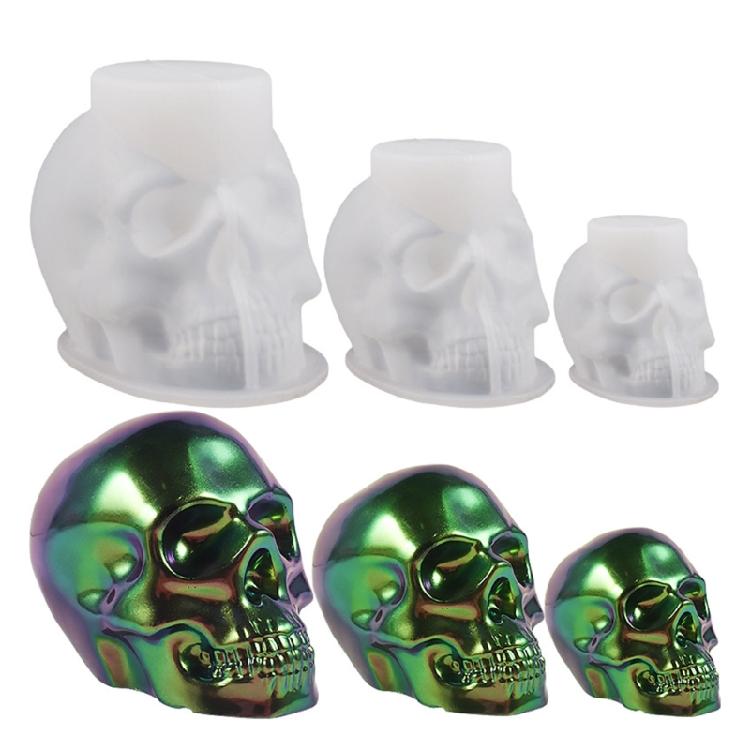 3D Skull Resin Mold Flexible Silicone Skull Head Mold Halloween Home Decorations