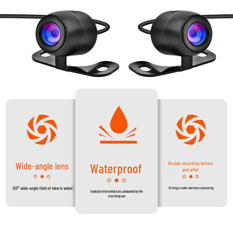 Waterproof Dual-Recording 720P HD Motorcycle Dash Cam with Front & Rear Cameras