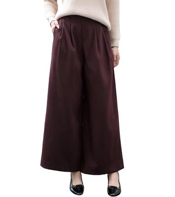 Long Solid Loose Elastic High Adult Wine [DAY CLOTHDaycloth] Women's Wide-Leg Pants, Pants, Figure-Flattering, Color, Fall/Winter Trousers,