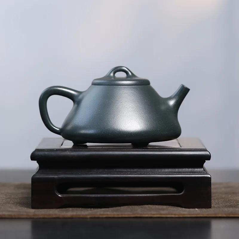 Teiera in Argilla Viola Yixing da 180 ml Cucchiaino in Pietra Fatto a Mano Teiera Infusore per Tè Bollitore Argilla Verde Scuro Minerale Grezzo Set da Tè Cinese Zisha