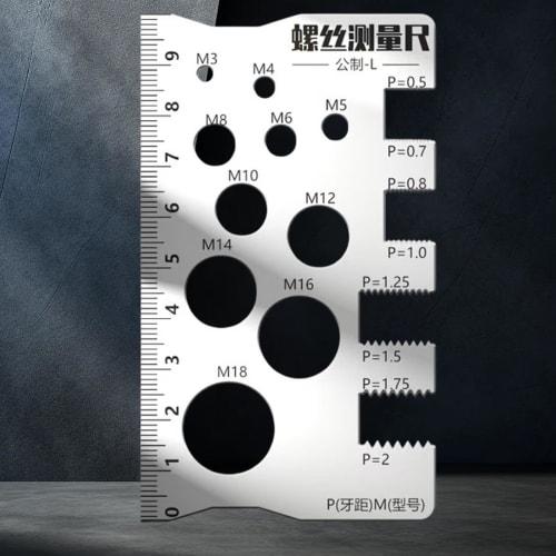 Thread Size Gauge | Bolt Measuring Ruler, Metric Thread Measuring Tool for Construction, Workshops, Metalworking, Industrial, Automotive, Home Use, an