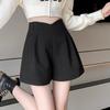 Women's High Waist Woolen Wide-Leg Shorts, Autumn/Winter 2024 Collection - Versatile Casual Wear, Available In Small To Plus Sizes.