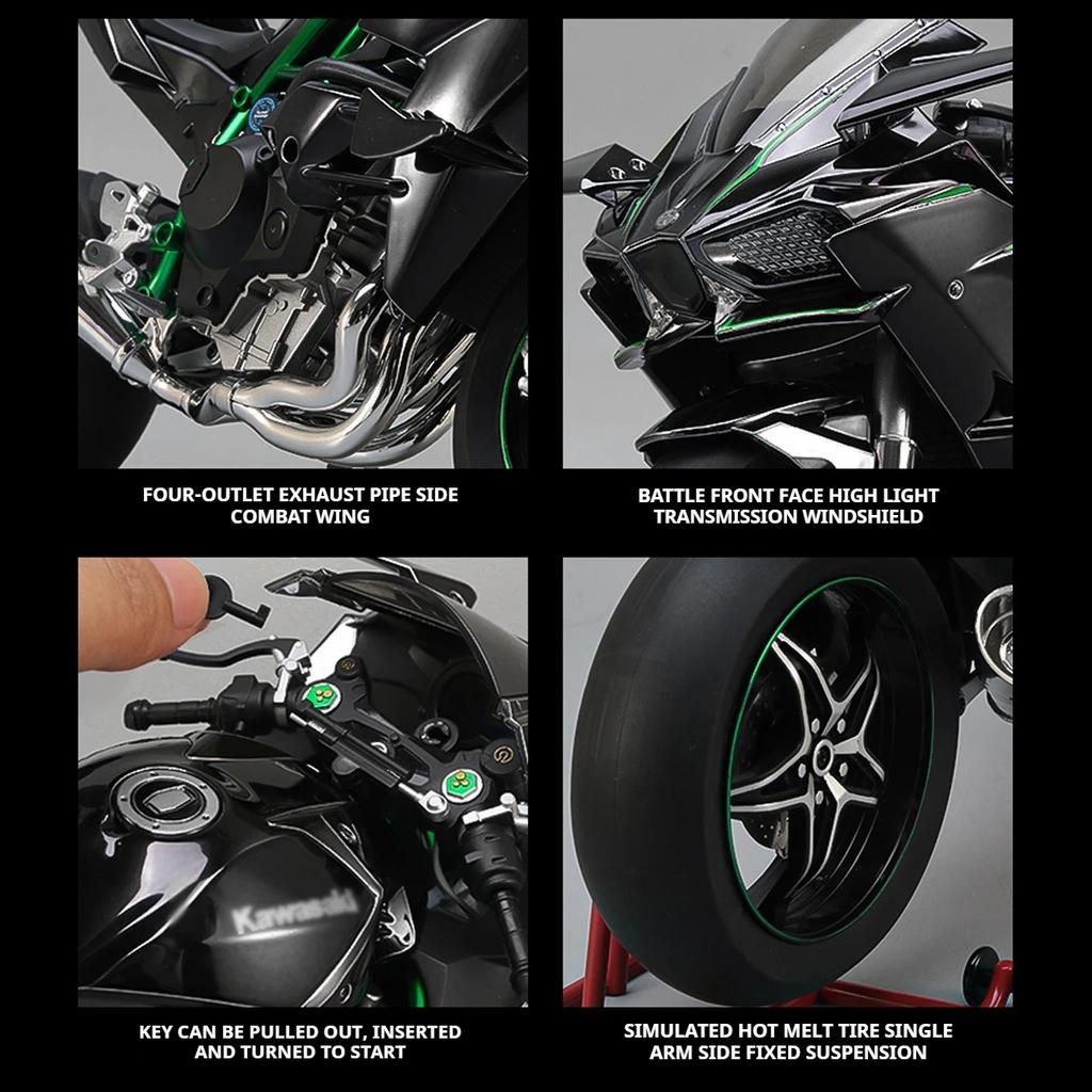 1:6 1:9 Kawasaki H2R Bootable Sprayable Dynamic Alloy Metal Diecast Motorcycle Model Sound And Light Birthday Gift Box For Boy