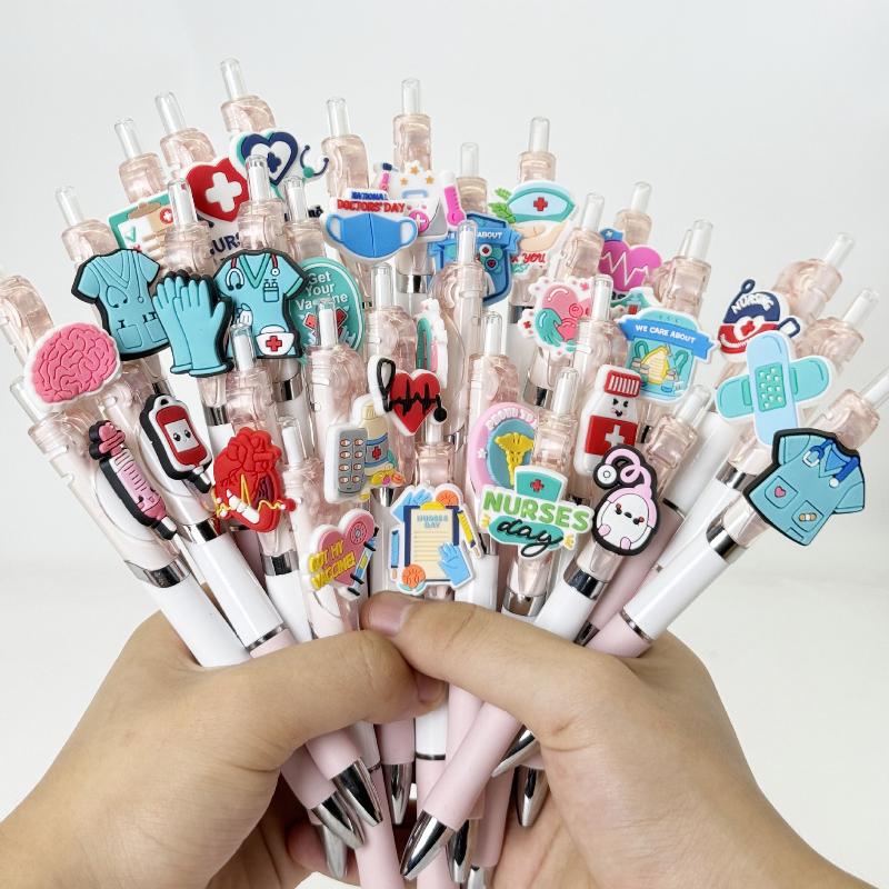 6/10 Stück Krankenakte Stifte Krankenschwester Arzt Schreibgelstifte Tag der Krankenschwester Geschenk Student Einziehbarer Kugelschreiber