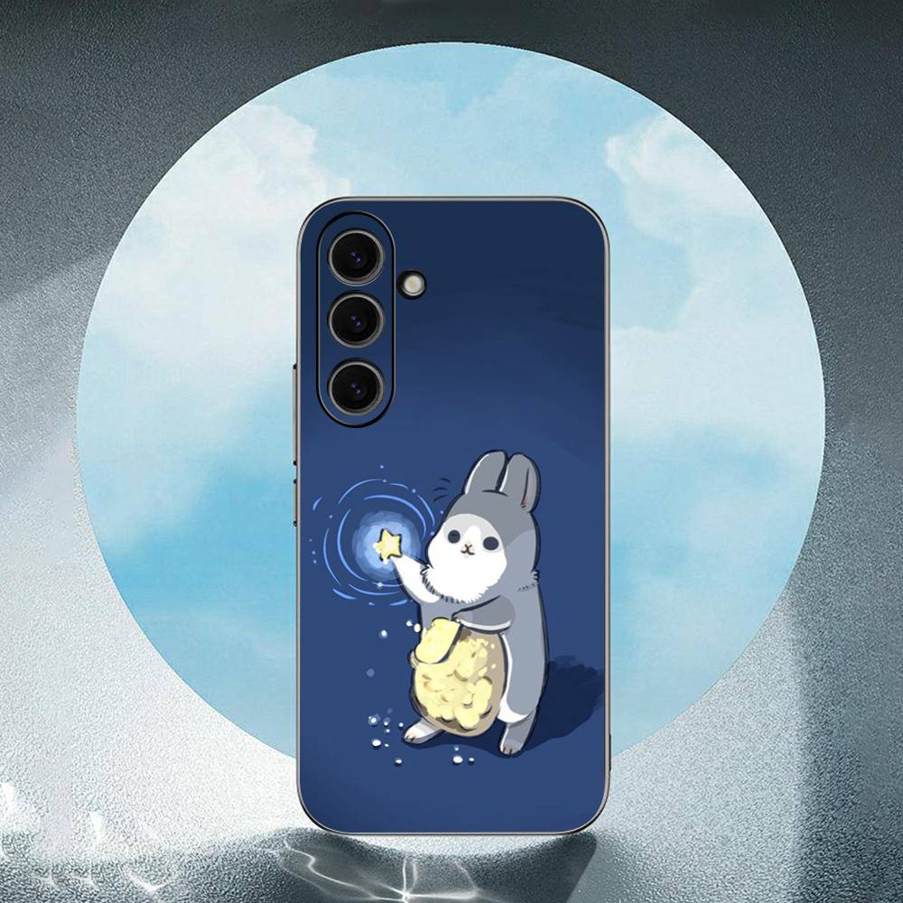 

Cute Little Bunny Luxury Black Phone Case For Samsung Galaxy S23 S24 S25 Ultra S22 Plus S21 SamsungS20 plus 5G