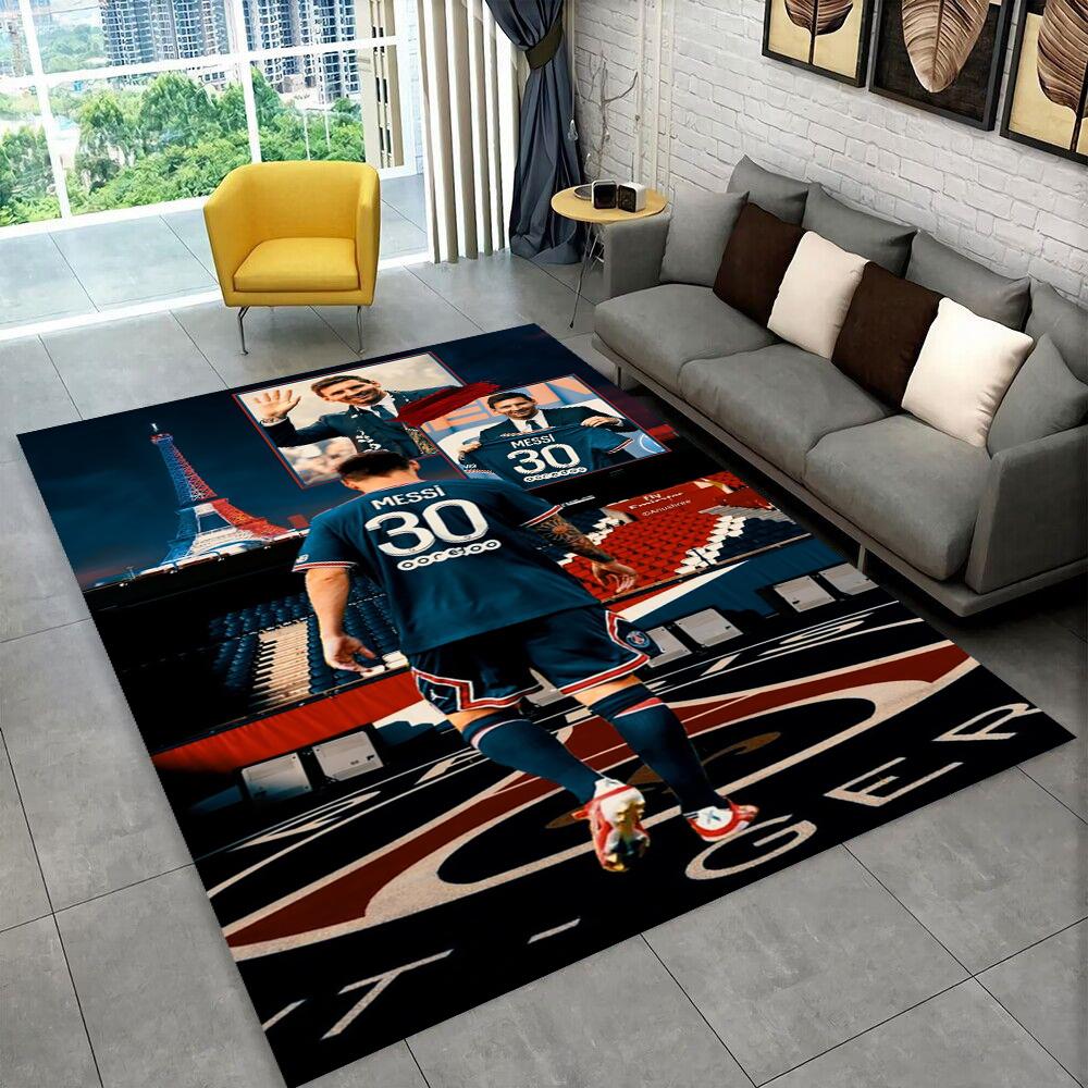 Tappeto Tappeto Tappeto Sportivo Calcio Stella Sportiva Capra Messi per Sala Giochi Camera da Letto Soggiorno Divano Arredamento Casa, Tappeto Area Giochi per Bambini Tappetino Antiscivolo per Pavimento