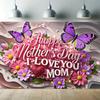 Mother's Day Floral Backdrop with Floral&Butterfly Element Design,Wall Decor,Gift,Festive Wall Covering,Rustic Background