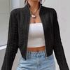 New Autumn and Winter Style Short Zipper Knitted Cardigan Sweater with A Stand-up Collar for Women, Versatile Small Coat