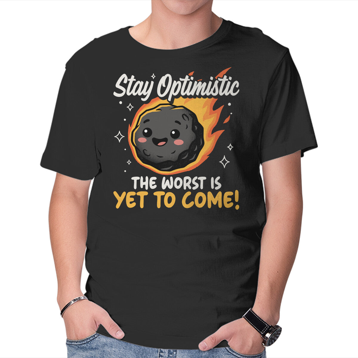 Unisex Crew Neck T-Shirt The Worst Is Yet To Come Graphic Short Sleeve Casual Tee M