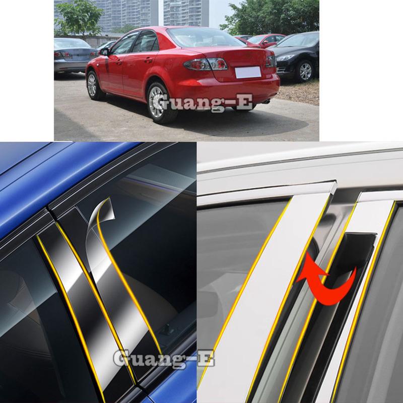 Car TPU/Glossy Mirror Pillar Post Cover For Mazda 6 Mazda6 Sedan 2006 2007 2008 2009 2010 2011 2012 2013 Door Window Sticker