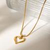Fashion Hollow-Out Heart Pendant Necklace For Women Stainless Steel Chain Jewelry Fade-Resistant Elegant Gift