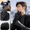 Winter Cycling PU Leather Gloves Outdoor Men Women Motorcycle Waterproof  Warm Thick Riding Electric Car Warm Non-Slip Gloves