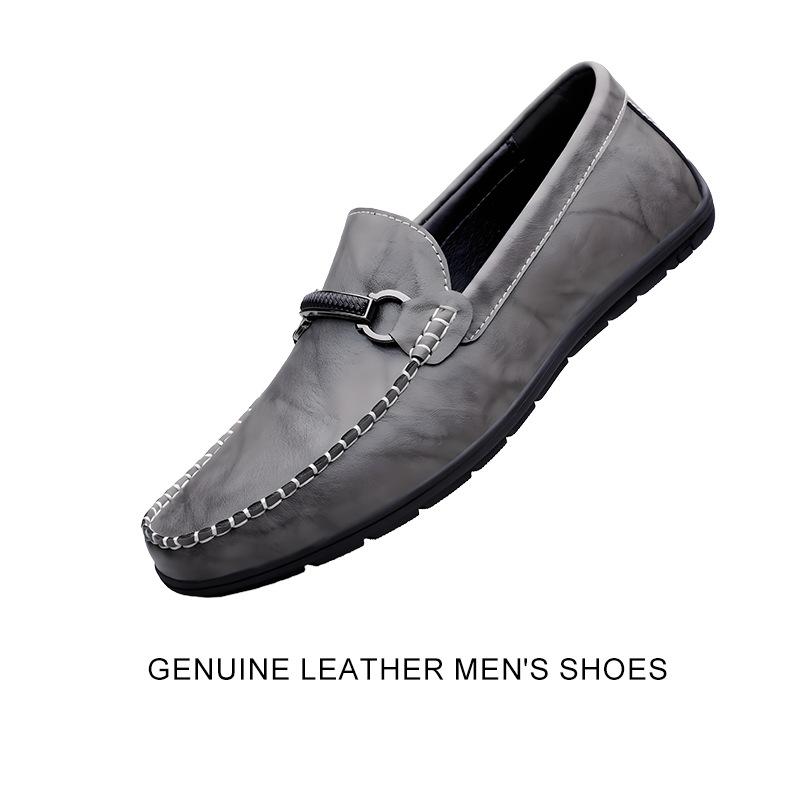 

Simple men s shoes spring high-end Doudou shoes men s leather soft-soled one-pedal lazy casual leather shoes driving shoes 44 серый