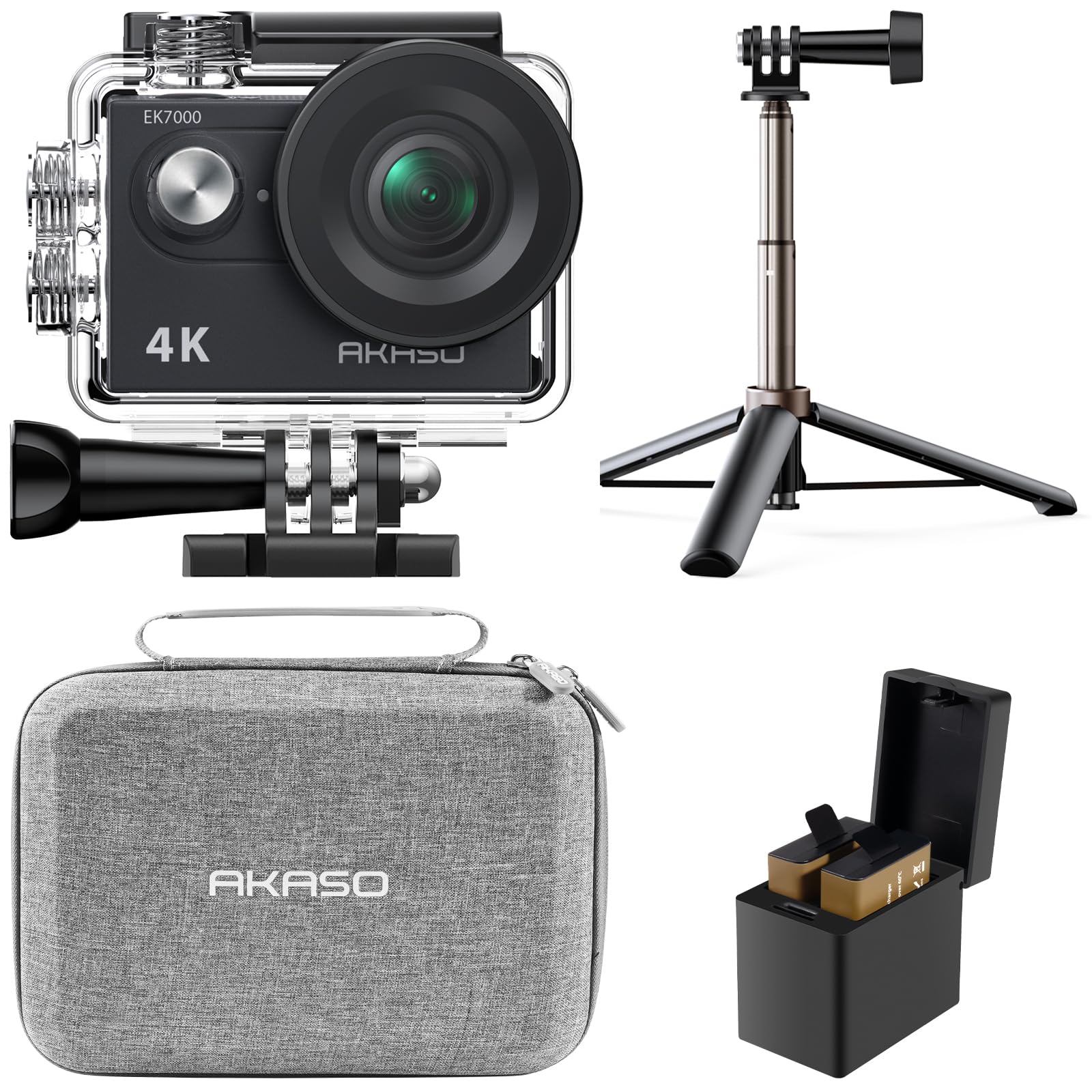 

AKASO Action Camera EK7000 4K 30FPS 20MP Underwater Camera with External 40M Selfie and Storage Case WiFi, Microphone, Waterproof, 170° Wide-Angle чорний