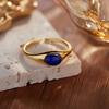 Xiaohongshu Minimalist Personalized Design S925 Sterling Silver Inlaid With Natural Agate Blue Gold Treasure Ring For Women