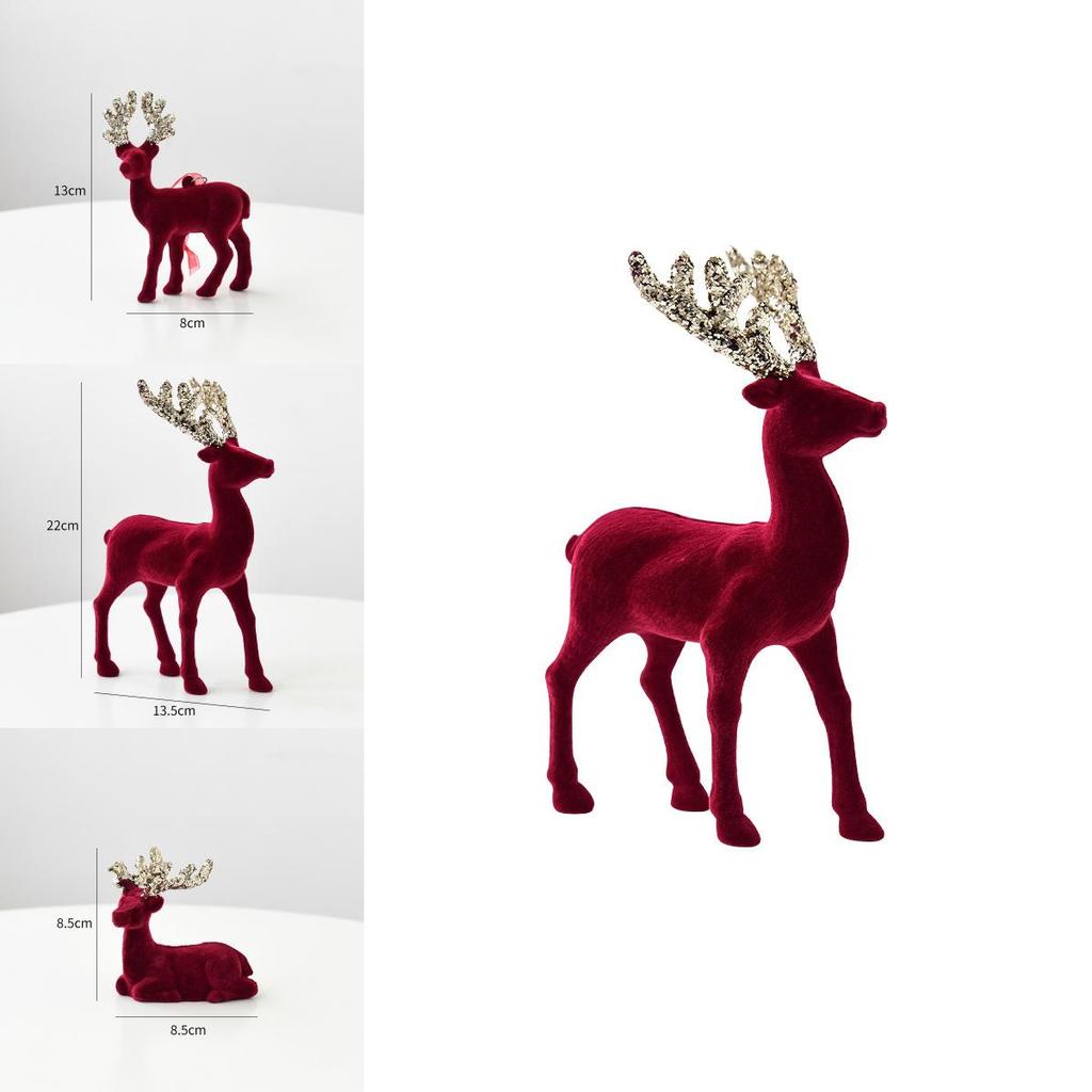 Stunning Christmas Reindeer Ornament Sparkling Burgundy Velvet Decorative Accent For Holiday Trees