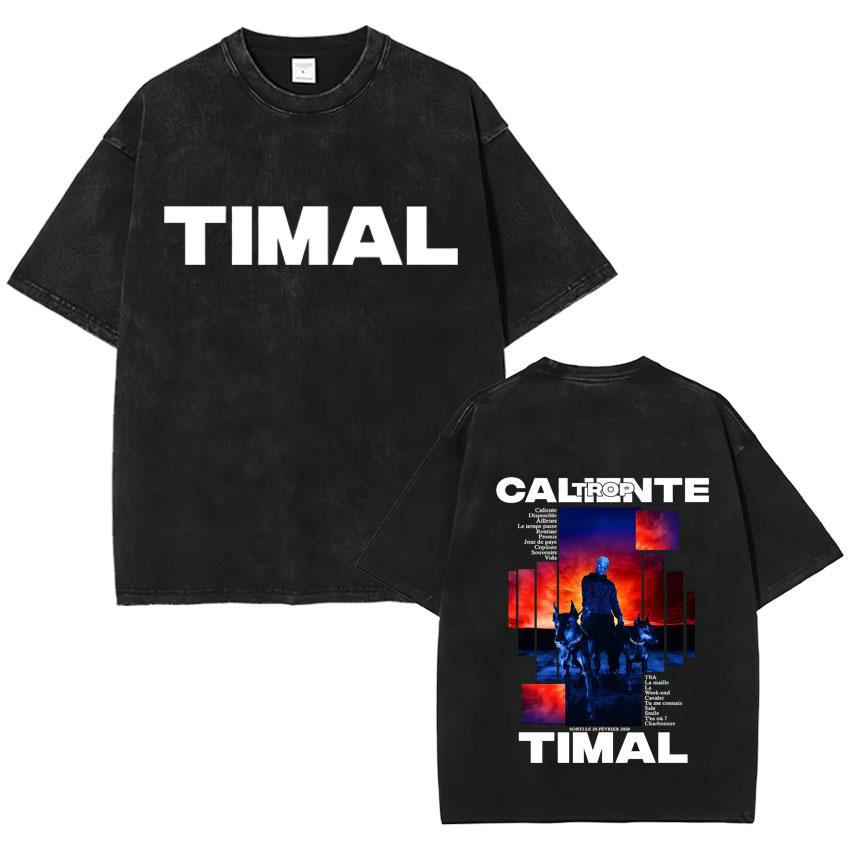 

Vintage Washed Trendy TROP CALIENTE TIMAL Graphics Fashion Tshirt Pop Oversized Tshirt Mens Women Double Sided Tee Streetwear S