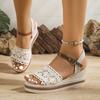 Fashion Women Sandals Plus Size Wedges Bohemian Casual Platform Shoes Thick Bottom Sandals Woman Embroidery Lightweight Rome Sandals