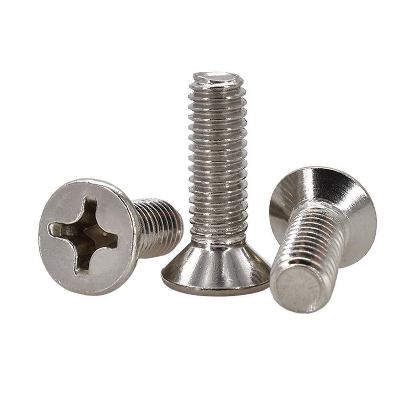 Stainless Steel Phillips Countersunk Machine Screws M2-M5, Flat Tail, Full Thread