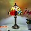 Lampada da tavolo a LED in stile Tiffany Luci decorative mediterranee retrò Paralume in vetro colorato E27Per comodino, camera da letto, luce, caffè