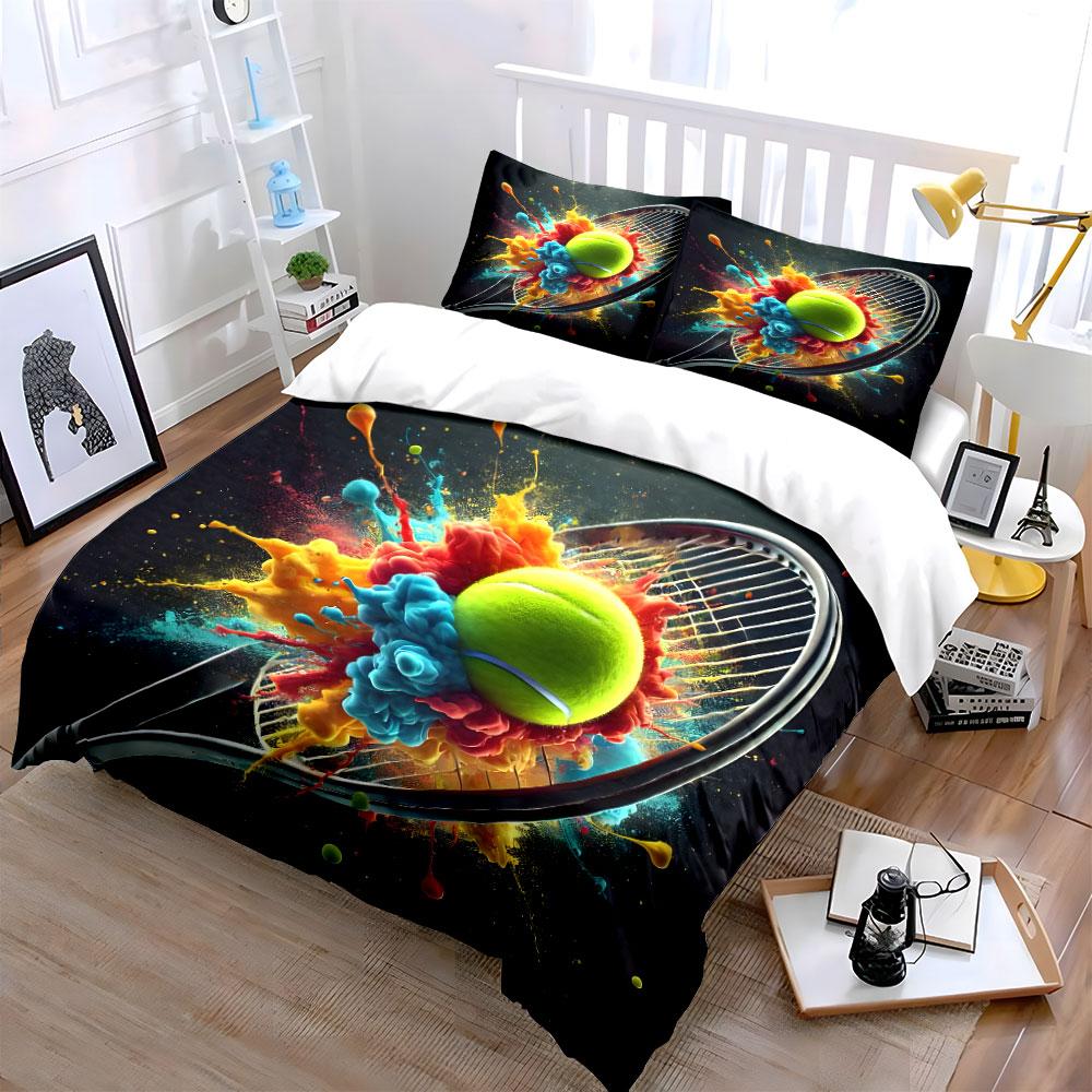 Vivid Tennis Essentials Set  Kid'S And Adults' Bedroom Decor, Exquisite Three-Piece Bedding Set Gift