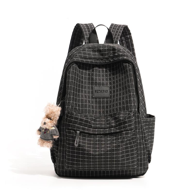 Plaid Backpack Large Capacity Outdoor Backpack чёрный