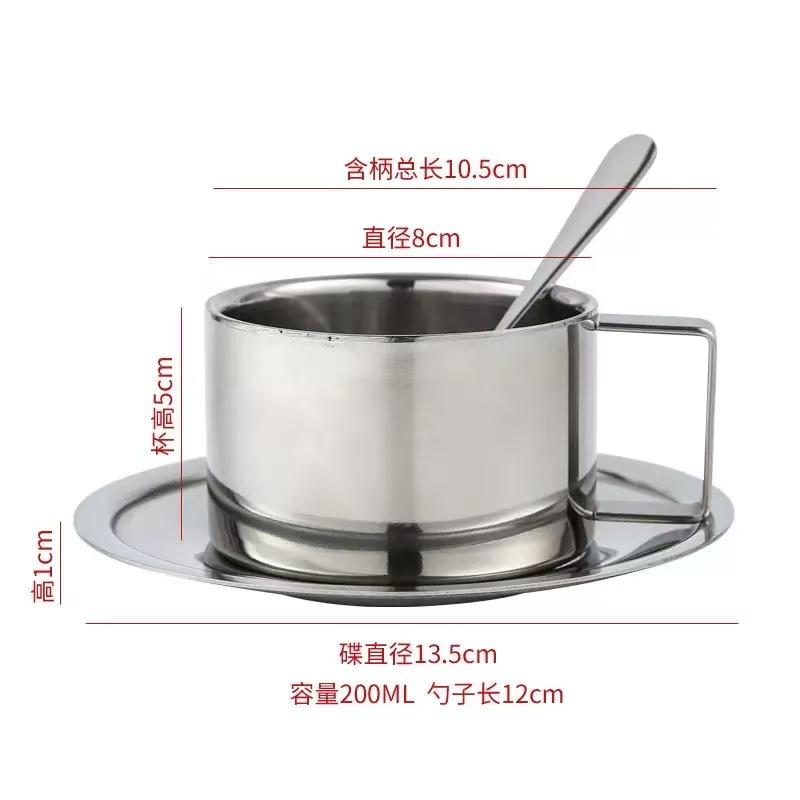 Stainless Steel Cup 3-piece Set Milan Coffee Cup Suit with Spoon Tray High Quality Stainless Steel Cups Set with Teapot