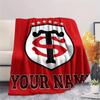 1PC Stade Toulouse Crest Custom Name Patterned Flannel Blanket Suitable For All Seasons For Home Decor Warmth And Comfort Gifts Holiday Present