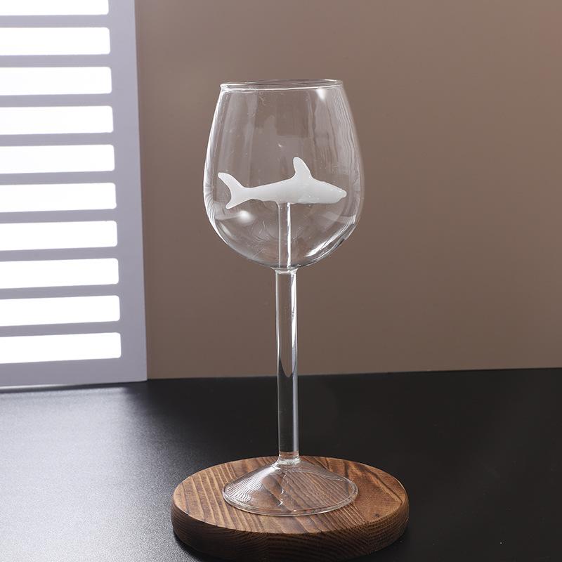 3D Crystal Glass Shark Dolphin Red Wine Glasses Goblet Creative Cocktail Cup for Home Bar Hotel Three-Dimensional Drinkware Set