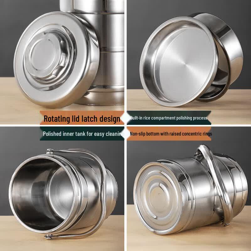 UOASO 3-Layer Drum-Shaped Stainless Steel Insulated Lunch Box