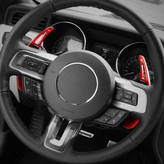 2x Red Steering Wheel Shift Paddle Shifter Trim Cover For Ford Mustang 2015-
