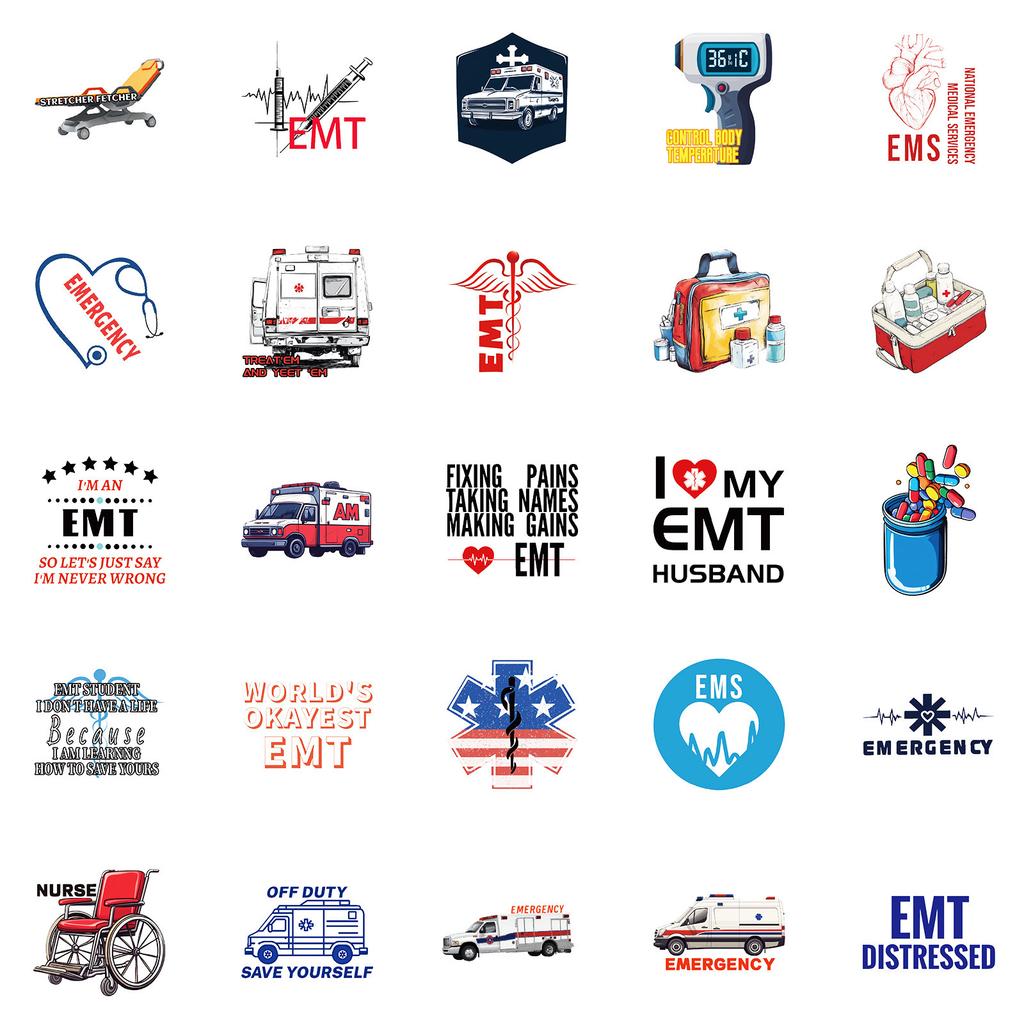 50 Medical Theme Waterproof Decorative Stickers DIY Mobile Phone Case Skateboard Refrigerator Stickers