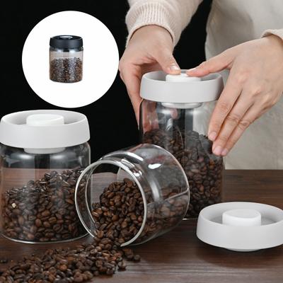 Portable Coffee Bean Container Leakproof Press Vacuum Seal Glass Jar For Travel Kitchen Storage
