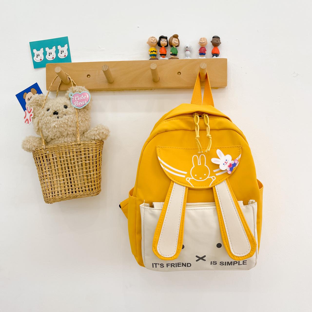 

Детский школьный рюкзак корейской версии с изображением милого кролика из мультфильма для детского сада, рюкзак для мальчиков и девочек, модный рюкзак для путешествий жёлтый