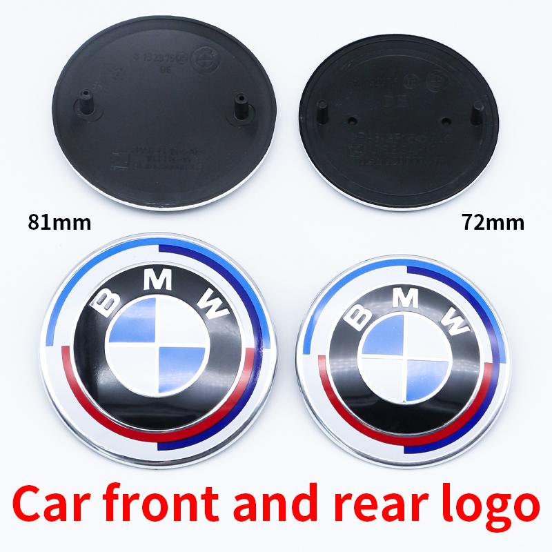 DJSA5 Hood Trunk Wheel Steering Badge 7Pcs Emblem Set For BMW E46 E90 F10 F30 G20 X5 82mm 74mm 68mm 56mm 45mm 50th Anniversary Car