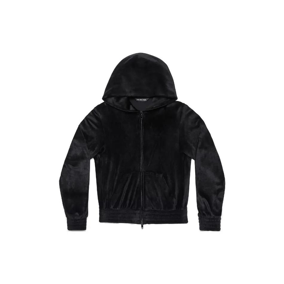 Balenciaga Bb Paris Strass Zip Up Fitted Hoodie Black (Unisex) Sweatshirts 751792TOV101000