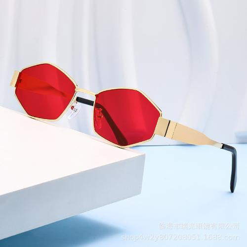 Retro Sunglasses Women Metal Frame Luxury Classic Polygon Sun Glasses For Lady Vintage Shades Small Eyewear Uv400 Protection