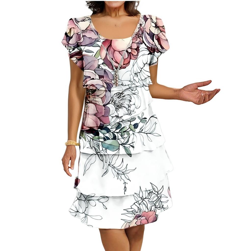 Сукня Бохо з коротким рукавом для жінок, повсякденна, вільного крою, літній сарафан з принтом