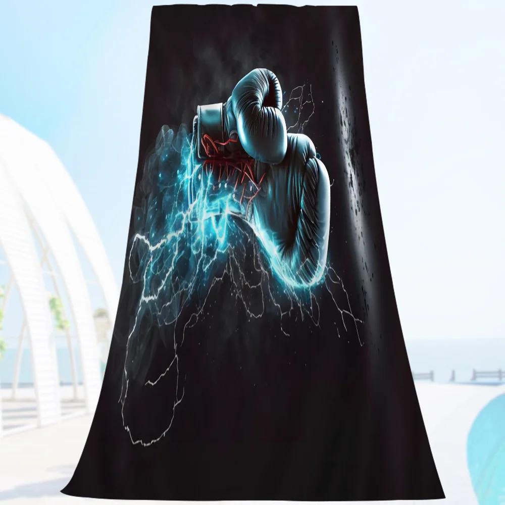 Boxing Gloves Vintage Beach Towel Colorful Bath Towels For Girl Microfiber Quick Dry Custom Sand Free Beach Yoga Spa Gym Pool