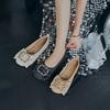 Spring and Autumn New Large Size Square Flat Shoes Fashion Big Casual Small Leather Shoes