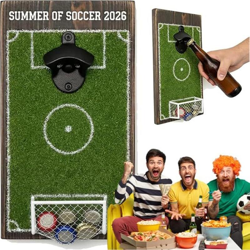 Entertaining Soccer Field Beer Bottle Opener With Practical Build In Cap Container For Home Bar Parties Gatherings
